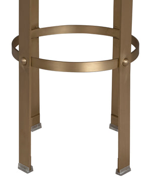 Prince Industrial Steampunk Stool with Leather Seat and Antique Brass Rivet Accents for Bars