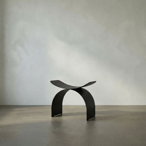 Papillon Handcrafted Iron Accent Stool with Matte Black Finish for Modern Interiors