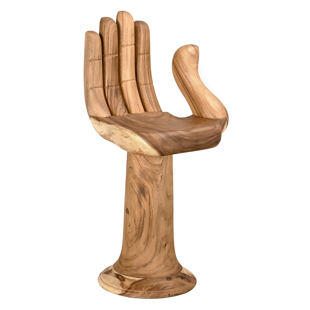 Noir Buddha Hand-carved Solid Teak Counter Stool with Artisan Sculpted Protective Motif GSTOOL155-S