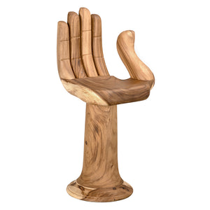 Noir Buddha Hand-carved Solid Teak Counter Stool with Artisan Sculpted Protective Motif GSTOOL155-S
