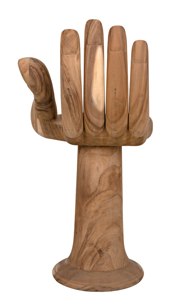 Buddha Hand-carved Solid Teak Counter Stool with Artisan Sculpted Protective Motif