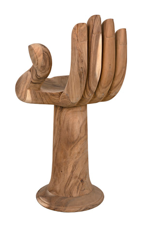 Buddha Hand-carved Solid Teak Counter Stool with Artisan Sculpted Protective Motif