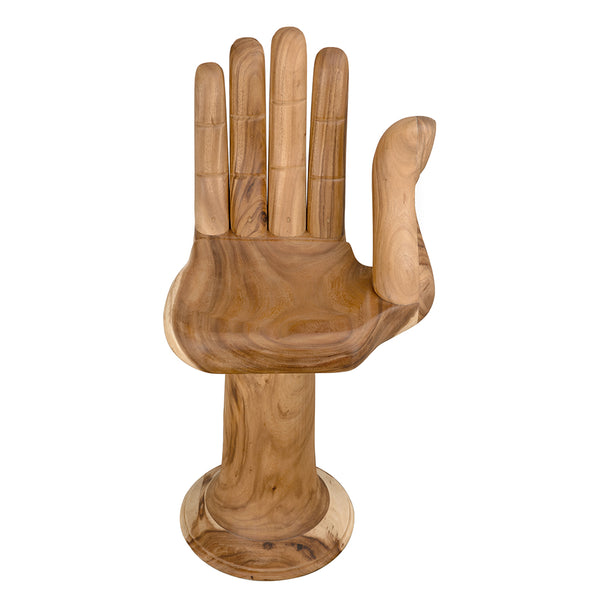 Buddha Hand-carved Solid Teak Counter Stool with Artisan Sculpted Protective Motif