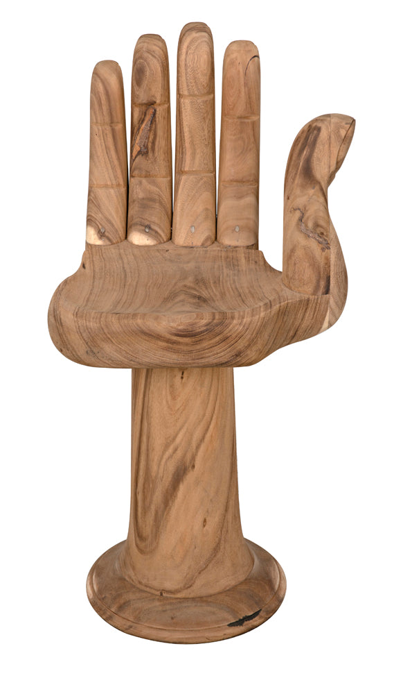 Buddha Hand-carved Solid Teak Counter Stool with Artisan Sculpted Protective Motif