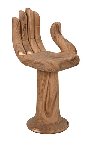 Buddha Hand-carved Solid Teak Counter Stool with Artisan Sculpted Protective Motif