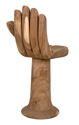 Buddha Hand-carved Solid Teak Counter Stool with Artisan Sculpted Protective Motif
