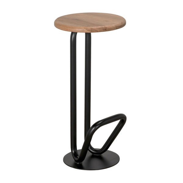 Hook Iron Frame and Solid White Oak Seat Stool for Kitchen Islands and Counter Seating