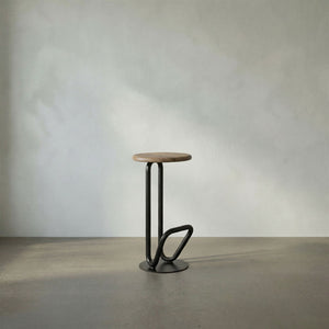 Hook Iron Frame and Solid White Oak Seat Stool for Kitchen Islands and Counter Seating