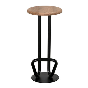Hook Iron Frame and Solid White Oak Seat Stool for Kitchen Islands and Counter Seating