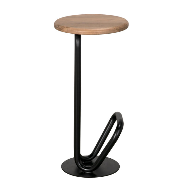 Hook Iron Frame and Solid White Oak Seat Stool for Kitchen Islands and Counter Seating