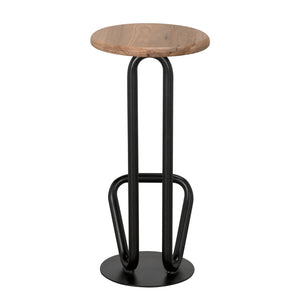 Hook Iron Frame and Solid White Oak Seat Stool for Kitchen Islands and Counter Seating
