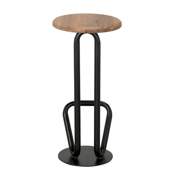 Hook Iron Frame and Solid White Oak Seat Stool for Kitchen Islands and Counter Seating