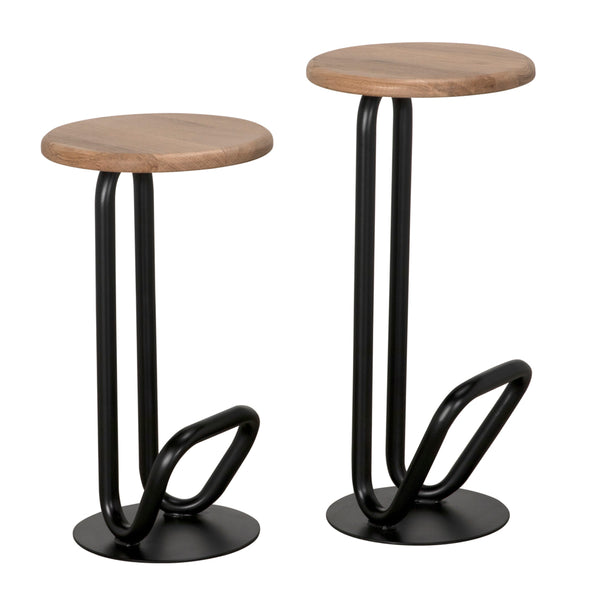 Hook Iron Frame and Solid White Oak Seat Stool for Kitchen Islands and Counter Seating