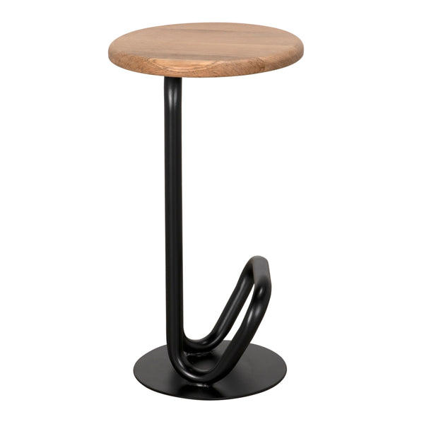 Hook Iron Frame and Solid White Oak Seat Stool for Kitchen Islands and Counter Seating