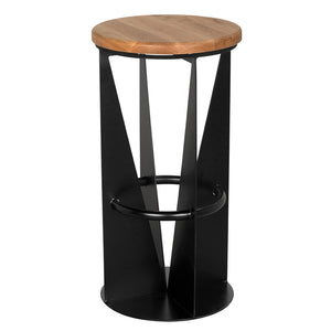 Noir Nagoya Stool - Industrial Minimalist Bar Height Seating with Swivel White Oak Seat & Black Frame GSTOOL158MTB-L