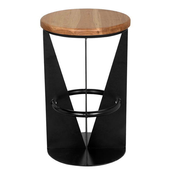 Noir Nagoya Counter Height Swivel Stool – Chic Industrial Design in White Oak & Matte Black Iron Frame GSTOOL158MTB-S