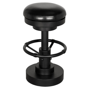 Noir Brisbane Industrial 25" Counter Stool with Cushioned Seat - Durable Metal Column and Footrest Support GSTOOL159-S