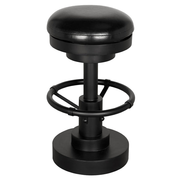 Noir Brisbane Industrial 25" Counter Stool with Cushioned Seat - Durable Metal Column and Footrest Support GSTOOL159-S