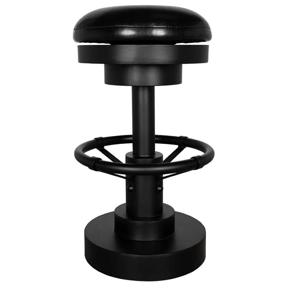 Noir Brisbane Industrial 25" Counter Stool with Cushioned Seat - Durable Metal Column and Footrest Support GSTOOL159-S