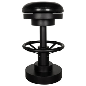 Noir Brisbane Industrial 25" Counter Stool with Cushioned Seat - Durable Metal Column and Footrest Support GSTOOL159-S
