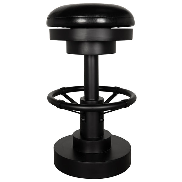 Noir Brisbane Industrial 25" Counter Stool with Cushioned Seat - Durable Metal Column and Footrest Support GSTOOL159-S