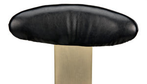 Sedes Art Deco Swivel Stool Black Leather Seat Antiqued Brass Iron Base for Kitchen Bar