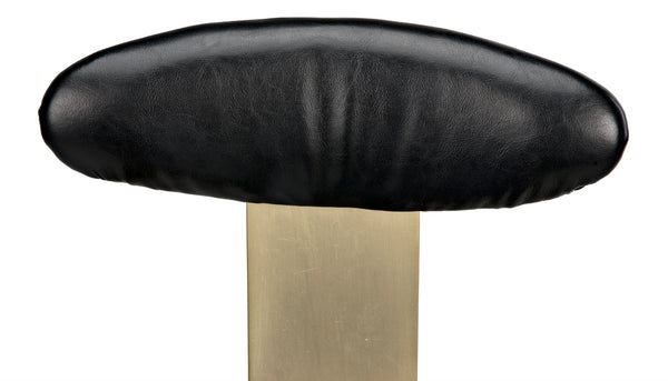 Sedes Art Deco Swivel Stool Black Leather Seat Antiqued Brass Iron Base for Kitchen Bar