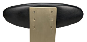 Sedes Art Deco Swivel Stool Black Leather Seat Antiqued Brass Iron Base for Kitchen Bar