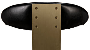Sedes Art Deco Swivel Stool Black Leather Seat Antiqued Brass Iron Base for Kitchen Bar