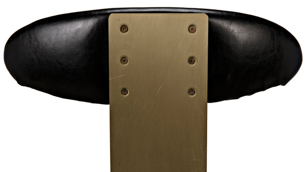 Sedes Art Deco Swivel Stool Black Leather Seat Antiqued Brass Iron Base for Kitchen Bar