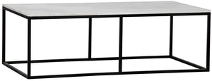 Noir Lois Coffee Table - Luxurious Bianco Crown Marble with Slim Matte Black Iron Frame for Modern Spaces GTAB1002MTB