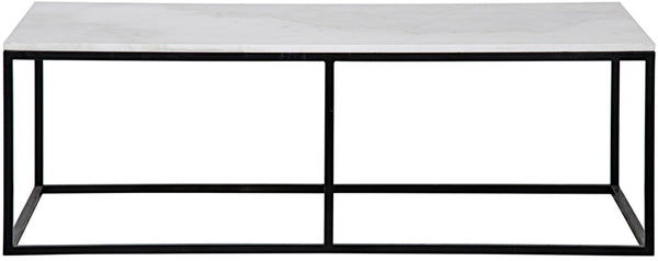 Noir Lois Coffee Table - Luxurious Bianco Crown Marble with Slim Matte Black Iron Frame for Modern Spaces GTAB1002MTB