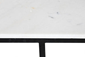 Noir Lois Coffee Table - Luxurious Bianco Crown Marble with Slim Matte Black Iron Frame for Modern Spaces GTAB1002MTB