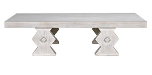 Noir Suzu Coffee Table, Sculptural Mahogany Design with Unique Angled Legs for Modern Living Spaces White Wash GTAB1015WH