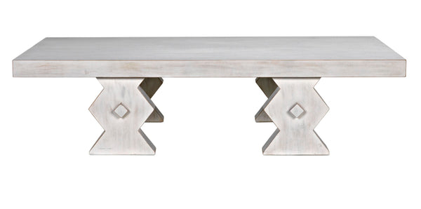 Noir Suzu Coffee Table, Sculptural Mahogany Design with Unique Angled Legs for Modern Living Spaces White Wash GTAB1015WH