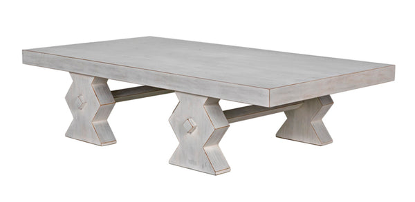 Noir Suzu Coffee Table, Sculptural Mahogany Design with Unique Angled Legs for Modern Living Spaces White Wash GTAB1015WH