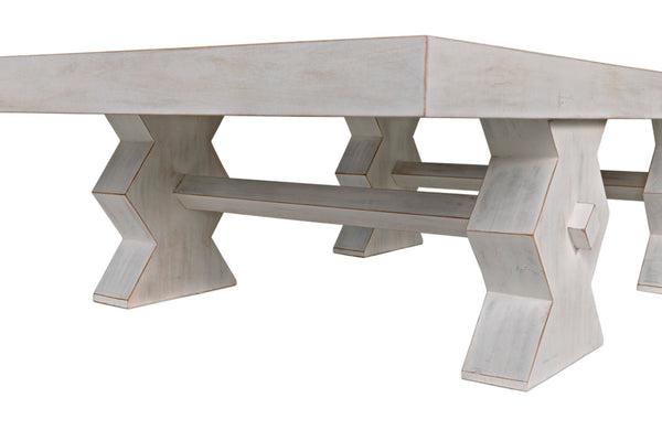 Noir Suzu Coffee Table, Sculptural Mahogany Design with Unique Angled Legs for Modern Living Spaces White Wash GTAB1015WH