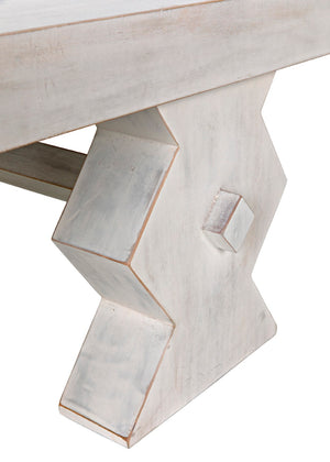 Noir Suzu Coffee Table, Sculptural Mahogany Design with Unique Angled Legs for Modern Living Spaces White Wash GTAB1015WH