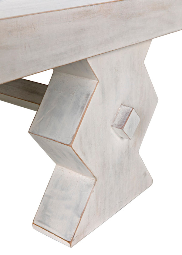 Noir Suzu Coffee Table, Sculptural Mahogany Design with Unique Angled Legs for Modern Living Spaces White Wash GTAB1015WH