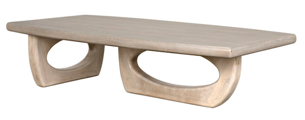 Noir Douglas Handcrafted Coffee Table in Bleached Walnut - Sculptural Design for Modern Living Spaces GTAB1019BW