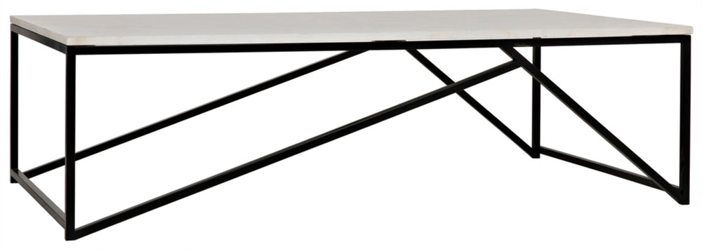 Noir Molimo Coffee Table - Luxurious Bianco Crown Marble & Sleek Matte Black Metal Base for Modern Spaces GTAB1025MTB