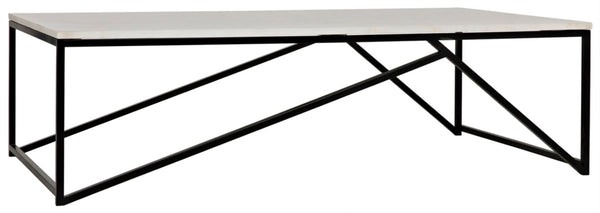 Noir Molimo Coffee Table - Luxurious Bianco Crown Marble & Sleek Matte Black Metal Base for Modern Spaces GTAB1025MTB