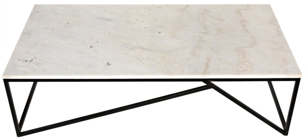 Noir Molimo Coffee Table - Luxurious Bianco Crown Marble & Sleek Matte Black Metal Base for Modern Spaces GTAB1025MTB