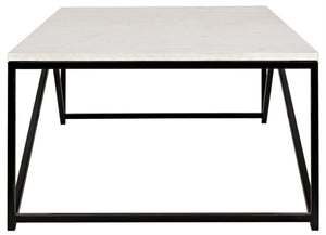 Noir Molimo Coffee Table - Luxurious Bianco Crown Marble & Sleek Matte Black Metal Base for Modern Spaces GTAB1025MTB