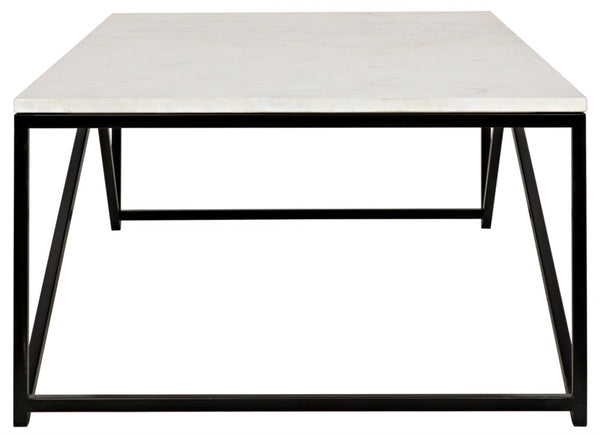 Noir Molimo Coffee Table - Luxurious Bianco Crown Marble & Sleek Matte Black Metal Base for Modern Spaces GTAB1025MTB