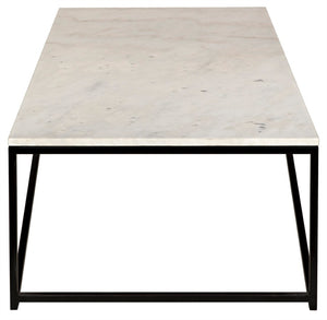 Noir Molimo Coffee Table - Luxurious Bianco Crown Marble & Sleek Matte Black Metal Base for Modern Spaces GTAB1025MTB