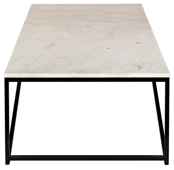 Noir Molimo Coffee Table - Luxurious Bianco Crown Marble & Sleek Matte Black Metal Base for Modern Spaces GTAB1025MTB