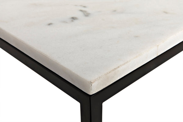 Noir Molimo Coffee Table - Luxurious Bianco Crown Marble & Sleek Matte Black Metal Base for Modern Spaces GTAB1025MTB