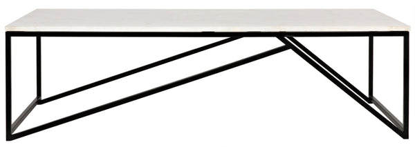 Noir Molimo Coffee Table - Luxurious Bianco Crown Marble & Sleek Matte Black Metal Base for Modern Spaces GTAB1025MTB