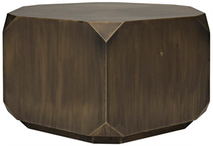 Noir Tytus Coffee Table - Handcrafted Iron with Aged Brass Finish, Elegant Six-Sided Design for Modern Spaces GTAB1033AB